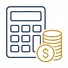 Calculator and coins icon representing invoicing and AP/AR management